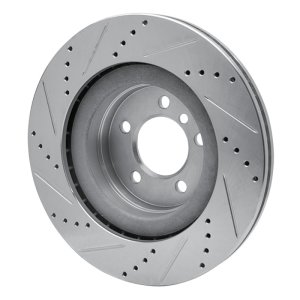Land Rover Range Rover Brake Rotor (1) - Front Right - R1 Concepts - Drilled & Slotted - Silver - `06-`09